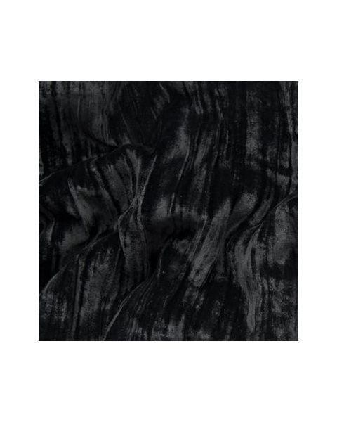Zijde-Viscose Fluweel Crushed / Zwart / 114 cm breed